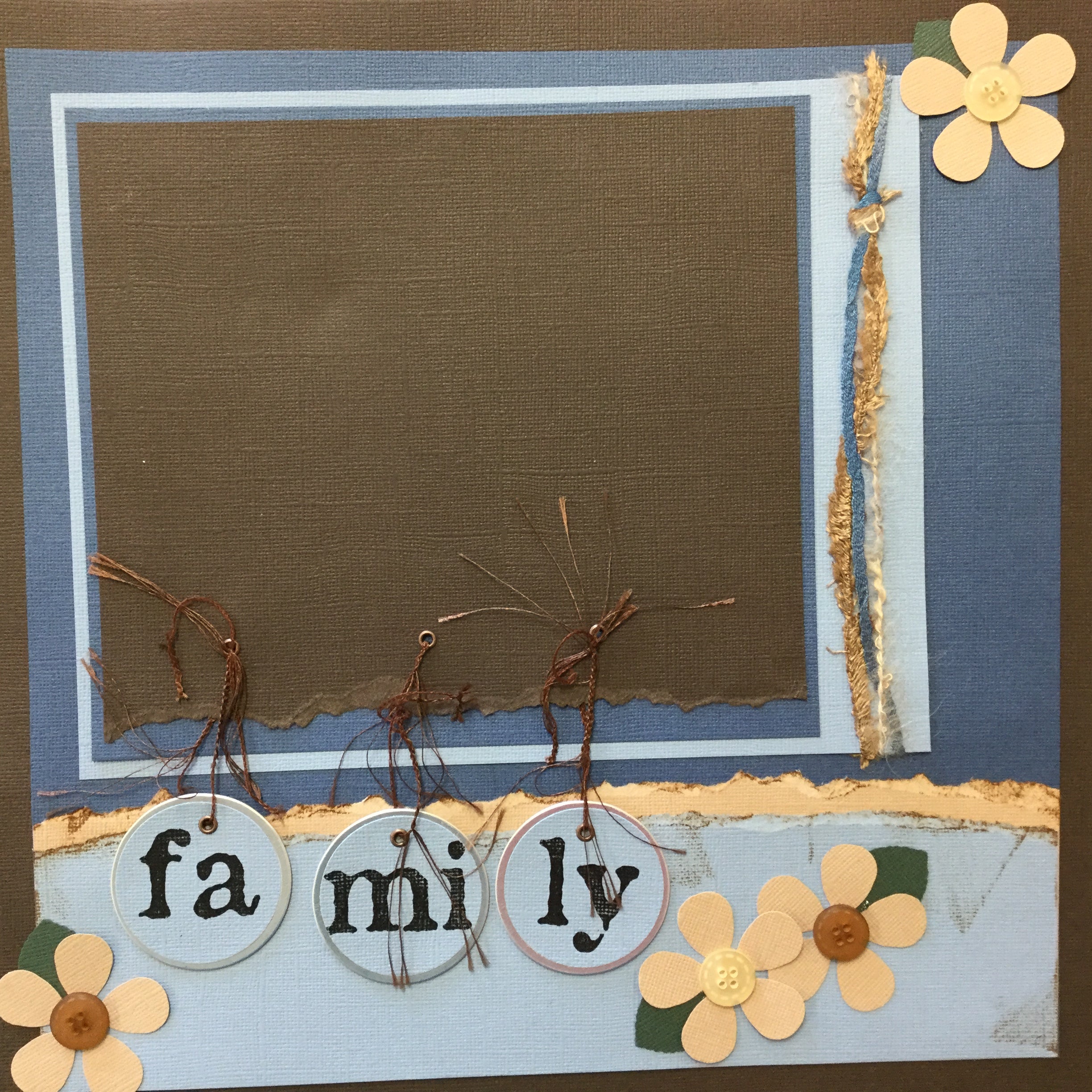 Premade Page FAMILY FLOWERS (1) 12&quot;x12&quot; Scrapbook Scrapbooksrus 