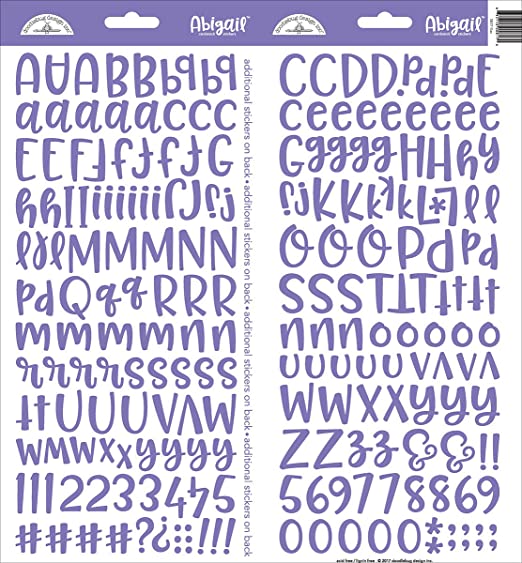 Doodlebug Abigail LILAC Alphabet Stickers Scrapbooksrus