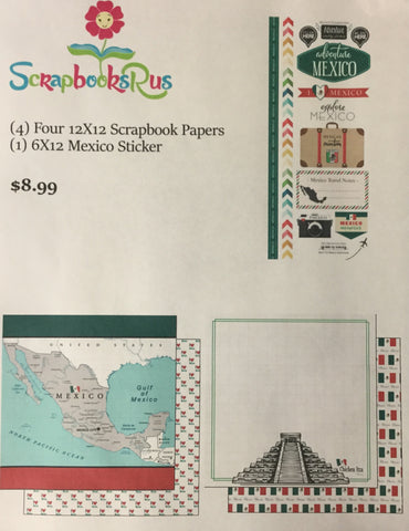 MEXICO KIT #3 Sightseeing Discover Travel Scrapbook Paper Stickers 5 pc. Scrapbooksrus 