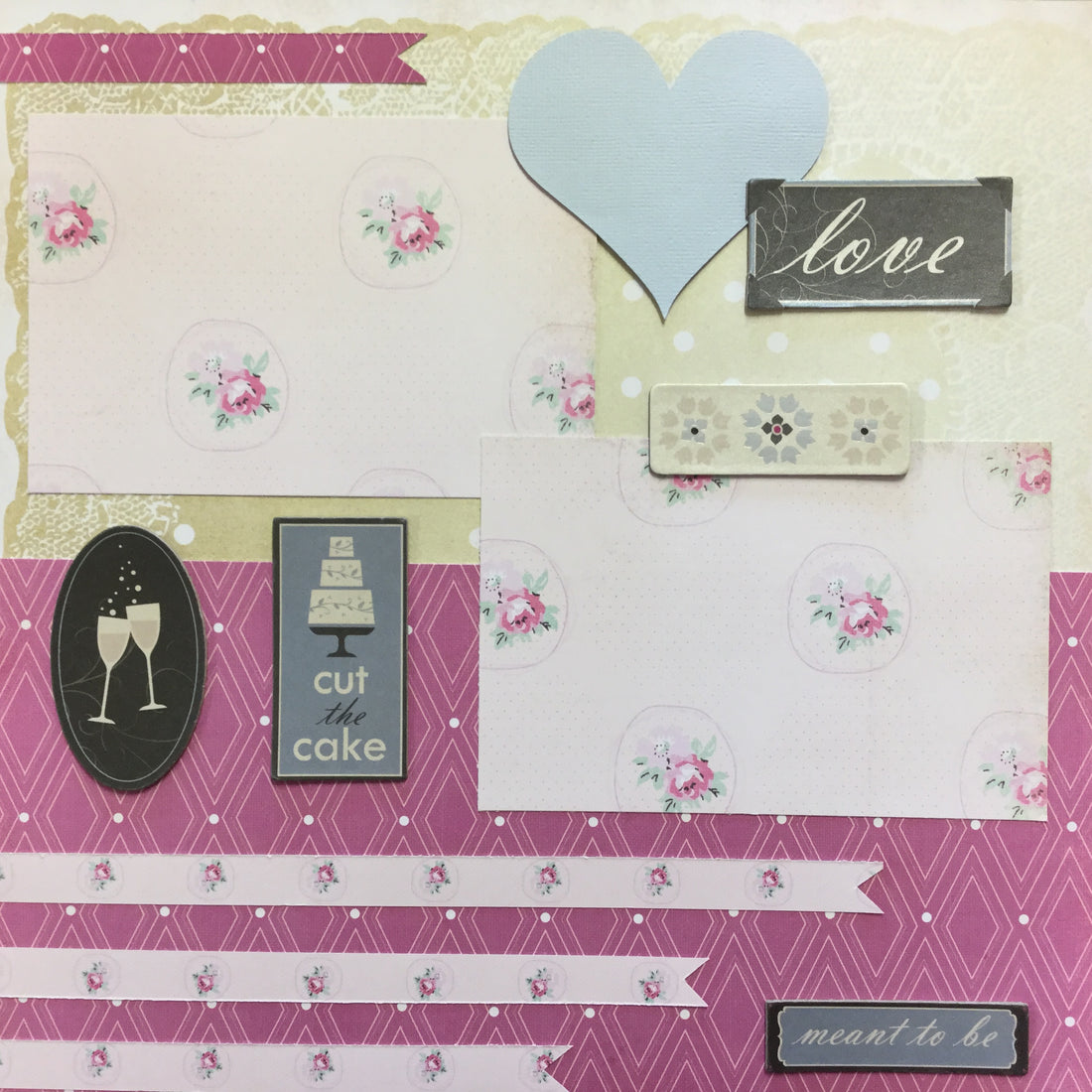 Premade Scrapbook Pages WEDDING LOVE (2) 12"x12" Marriage Scrapbooksrus