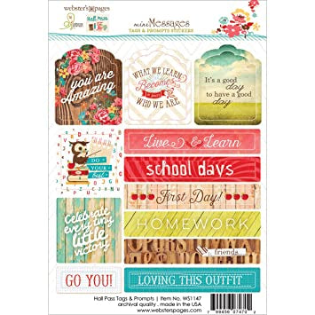 Webster's Pages Hall Pass TAGS & PROMPTS  4"X6" Stickers 12pc Scrapbooksrus 