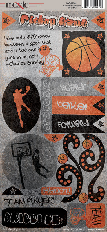 Moxxie HOOPS BASKETBALL Kit 12”X12” 9pc Paper Sticker