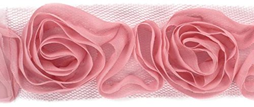 American Crafts Premium RIBBON ROSES BLUSH 1yd X 1 1/2&quot; Trim