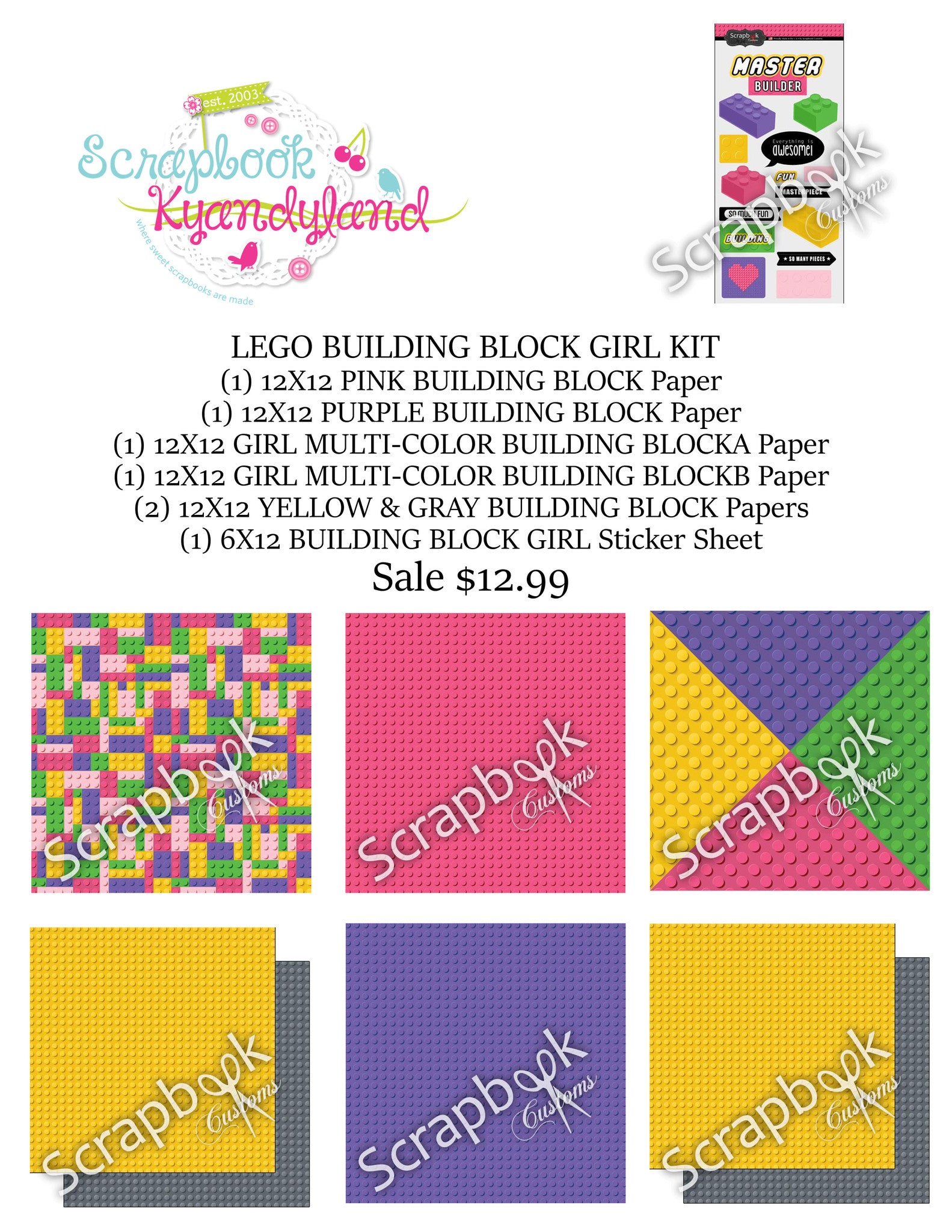 LEGO GIRL SCRAPBOOK KIT Building Blocks World 22pc - Scrapbook Kyandyland