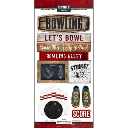 BOWLING Watercolor Wood Papers &amp; Sticker Kit 4pc Scrapbooksrus 