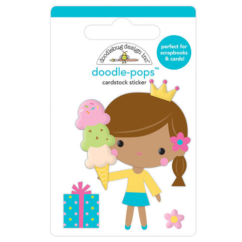 Doodlebug Hey Cupacke BIRTHDAY PRINCESS Doodle-Pops 3D Stickers Scrapbooksrus