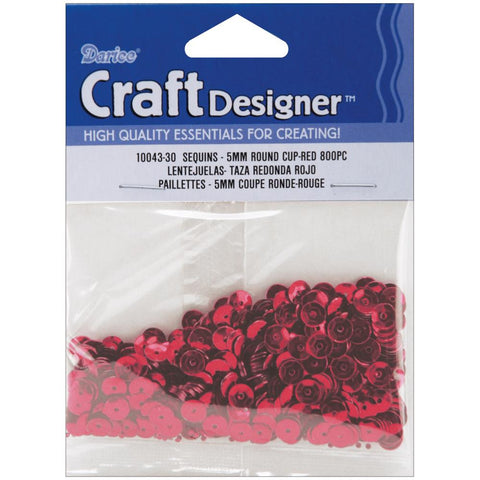 Darice Sequins RED 5mm 800pc Round Cup