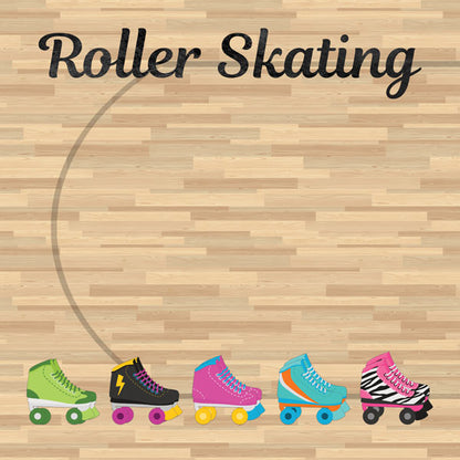 ROLLER SKATING FLOOR WATERCOLOR DS 12&quot;X12&quot; Paper Scrapbooksrus 