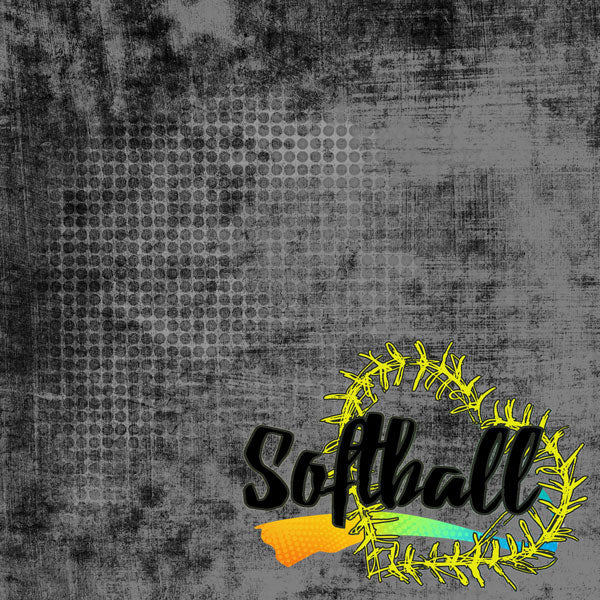 Neon Sports SOFTBALL KIT 12&quot;X12&quot; Scrapbook Paper 12 Sheets Scrapbooksrus 