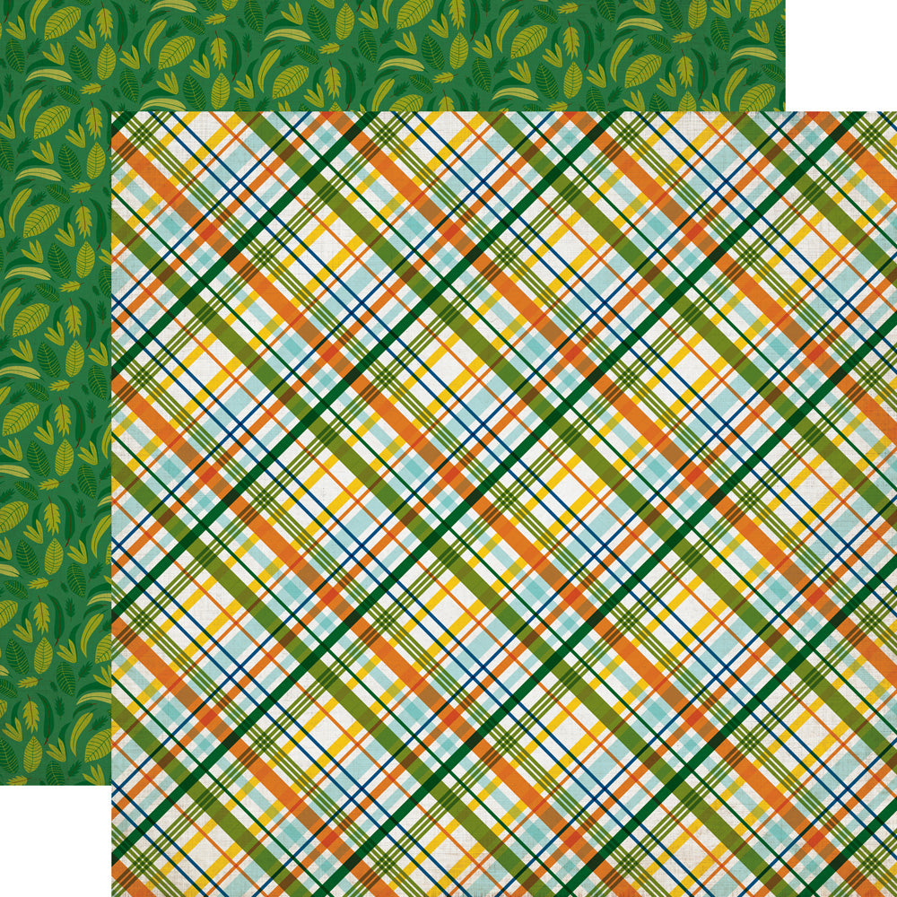 Echo Park Jungle Safari JUNGLE PLAID 12x12 Scrapbook Paper Scrapbooksrus