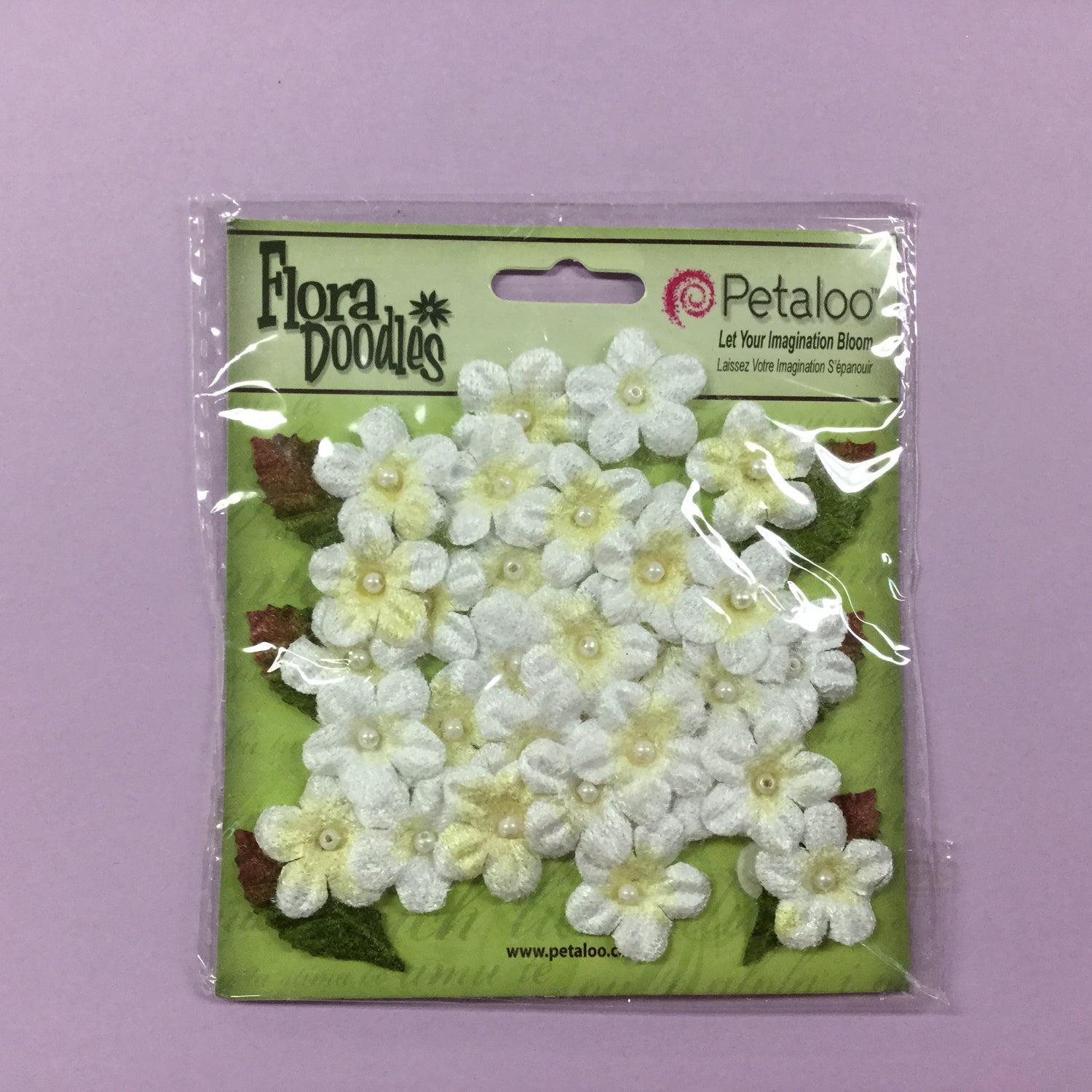 Petaloo Flora Doodles Forget Me Nots WHITE 40pc Scrapbooksrus 