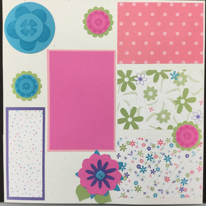 Premade Pages SUMMER FLOWERS (2) 12&quot;X12&quot; Scrapbook Pages Scrapbooksrus 