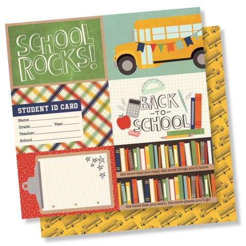 Simple Stories School Rocks! 4x6 HORIZONTAL ELEMENTS 12x12 Scrapbook Paper Scrapbooksrus 