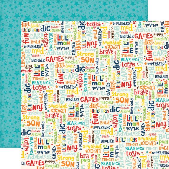 Echo Park Little Man WORDS 12&quot;x12&quot; Paper Scrapbooksrus 