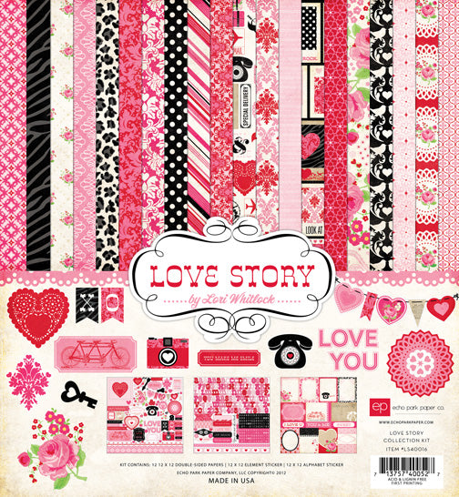 Echo Park LOVE STORY 12”x12” 13pc COLLECTION KIT Scrapbooksrus 