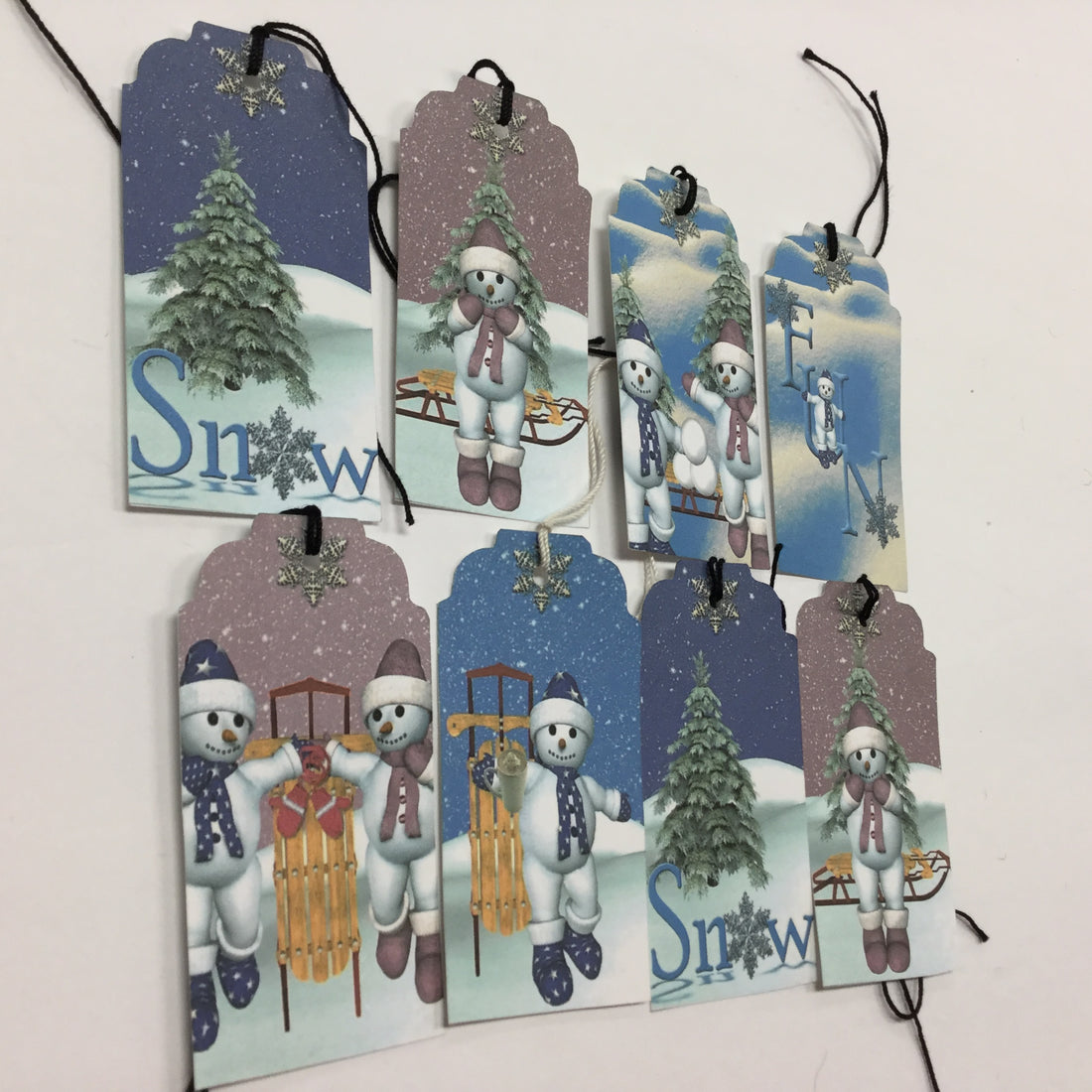 Tags &amp; Ephemera 8pc WINTER SNOW Snowman Fun Scrapbooksrus 