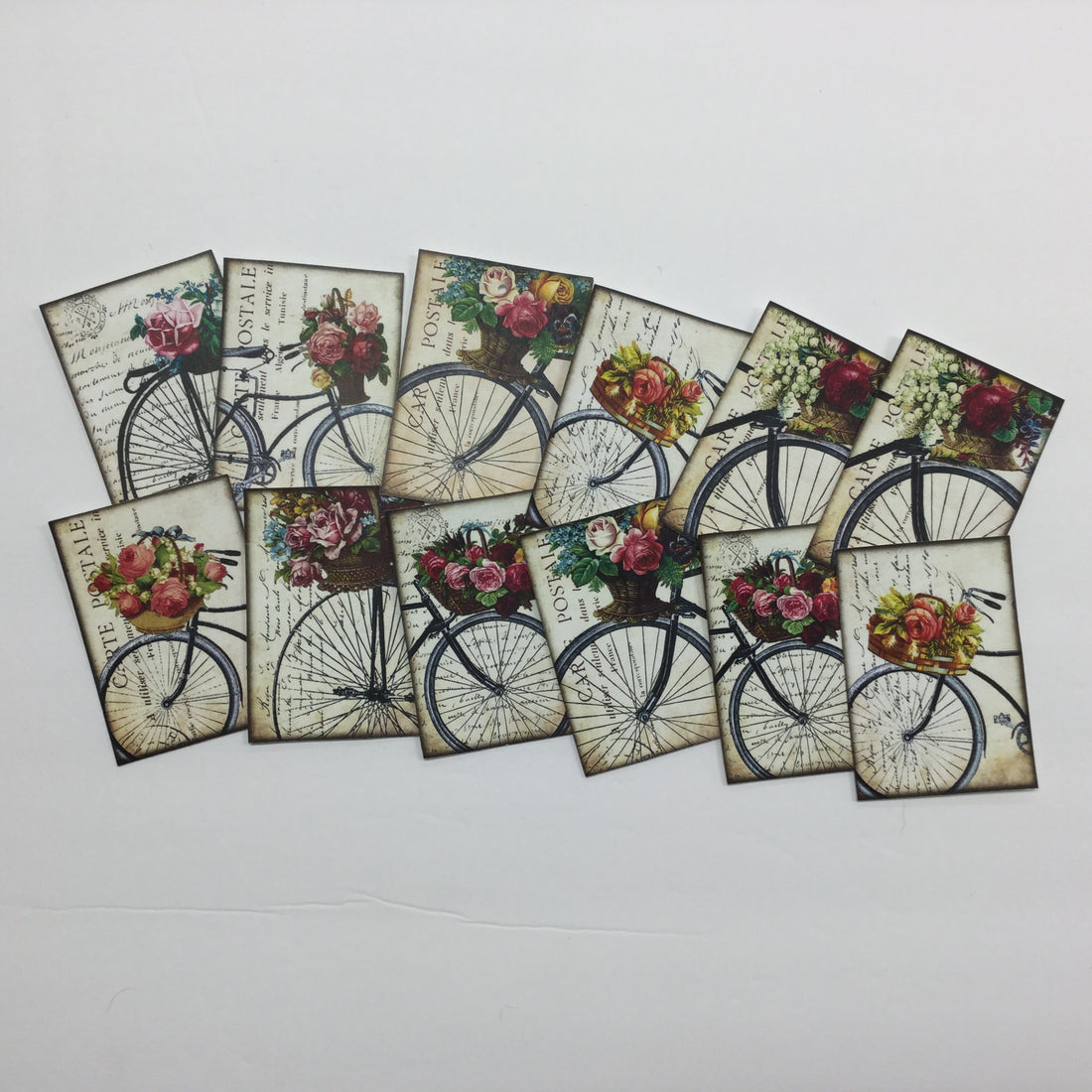 Tags &amp; Ephemera 12pc VINTAGE ROSE BICYCLES ATC CARDS Scrapbooksrus 