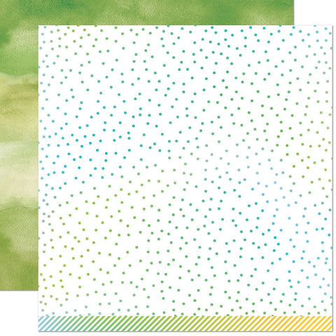Lawn Fawn Watercolor Wishes Rainbow EMERALD 12x12” Scrapbook Paper Scrapbooksrus 