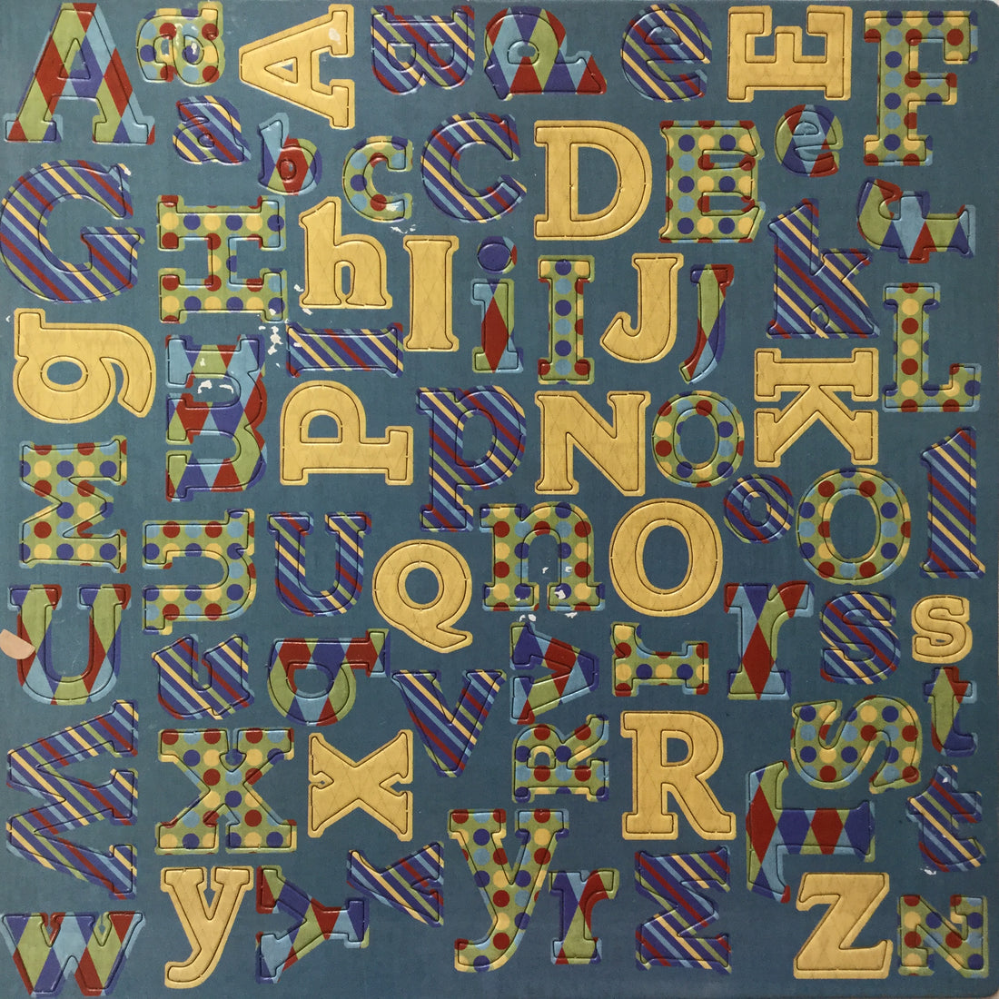 Kindergarten Chipboard Upper &amp; Lowercase Alphabets 12” x 12” Sheet Scrapbooksrus 