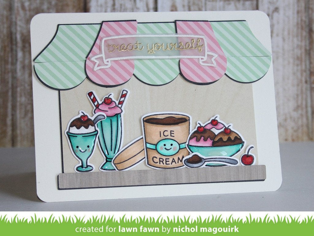 Lawn Fawn TREAT YOURSELF Clear Stamps 8pc