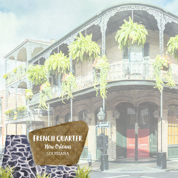 Louisiana FRENCH QUARTER NEW ORLEANS Watercolor 12&quot;X12&quot; Scrapbook Paper Scrapbooksrus 