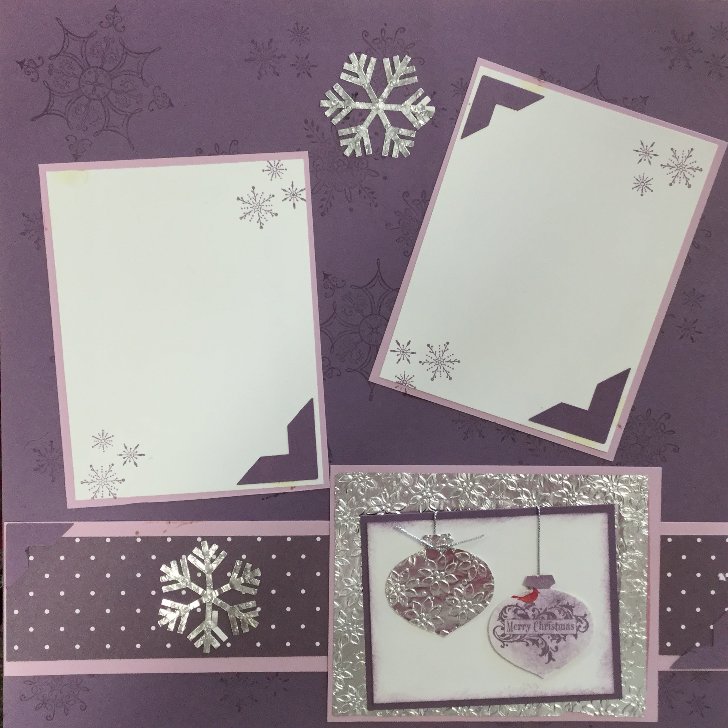 Premade Page Purple Winter MERRY CHRISTMAS (2) 12X12 Scrapbook @Scrapbooksrus