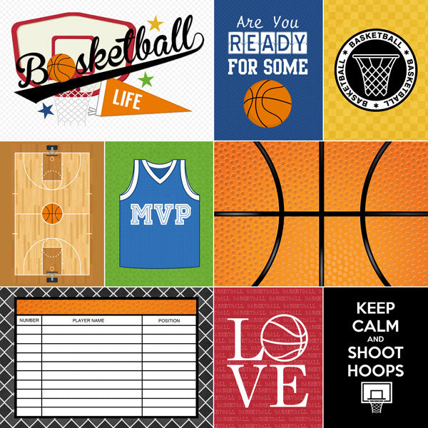 BASKETBALL LIFE KIT 12&quot;X12&quot; Scrapbook Paper 12 Sheets 