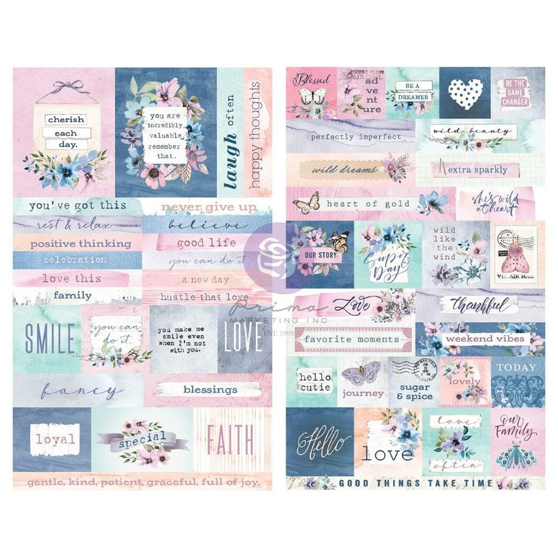 Prima WATERCOLOR FLORAL Stickers 2 Sheets Scrapbooksrus 