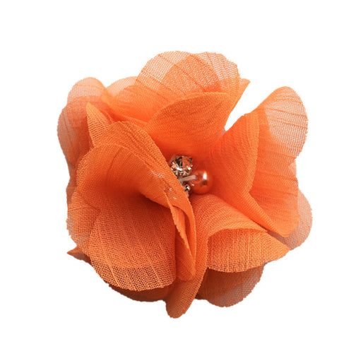 Orange Chiffon Fabric Flower Pearl Rhinestone Center @Scrapbooksrus