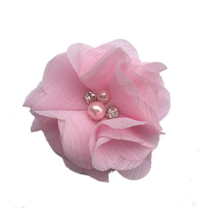 Pink Chiffon Fabric Flower Pearl Rhinestone Center @Scrapbooksrus