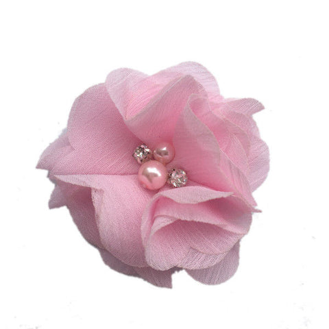 Pink Chiffon Fabric Flower Pearl Rhinestone Center @Scrapbooksrus
