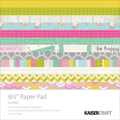 Kaisercraft 6.5"X6.5" Paper Pad CONFETTI Collection 40 Sheets - Scrapbooksrus