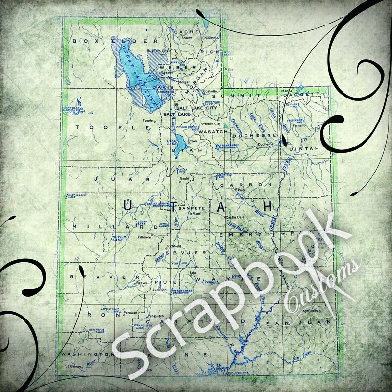 UTAH TRAVEL PAPER 12&quot;X12&quot; Scrapbook Travel Paper