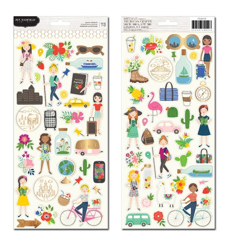 Pebbles Jen Hadfield CHASING ADVENTURES Accent Stickers 73 pc Scrapbooksrus