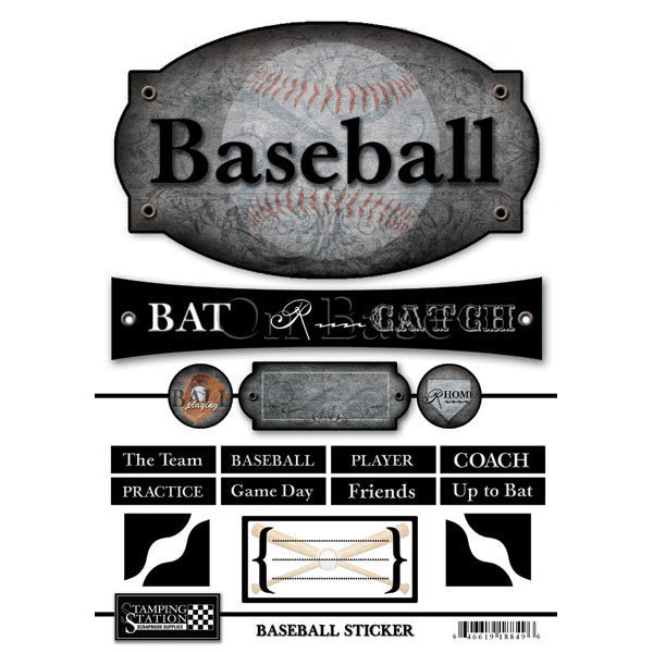 BASEBALL FAN Scrapbook Stickers 10&quot;X 7 16pc Scrapbooksrus 