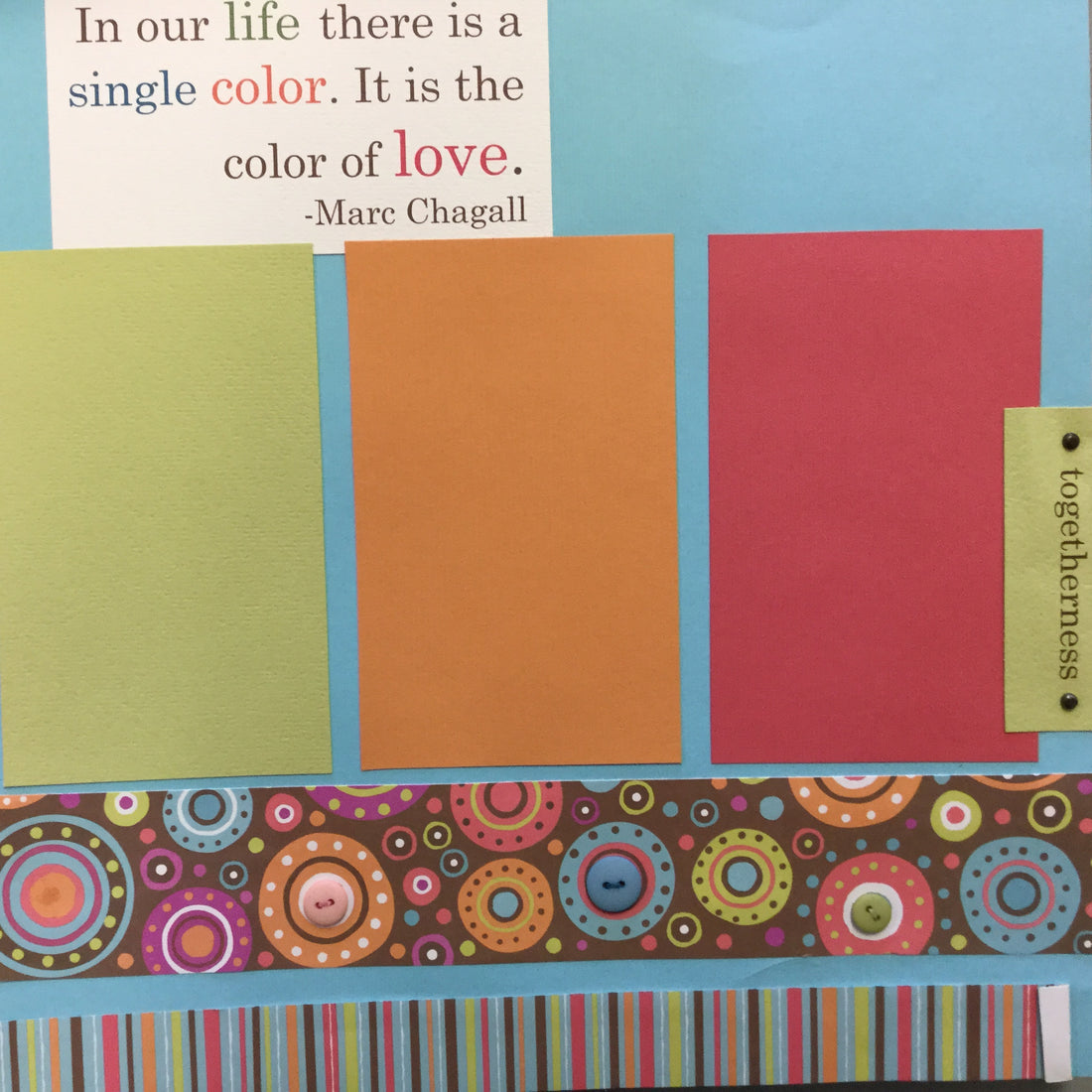 Premade Page COLOR OF LOVE (1) 12"x12" Scrapbook Scrapbooksrus