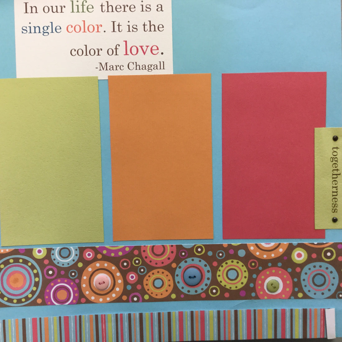 Premade Page COLOR OF LOVE (1) 12&quot;x12&quot; Scrapbook Scrapbooksrus 