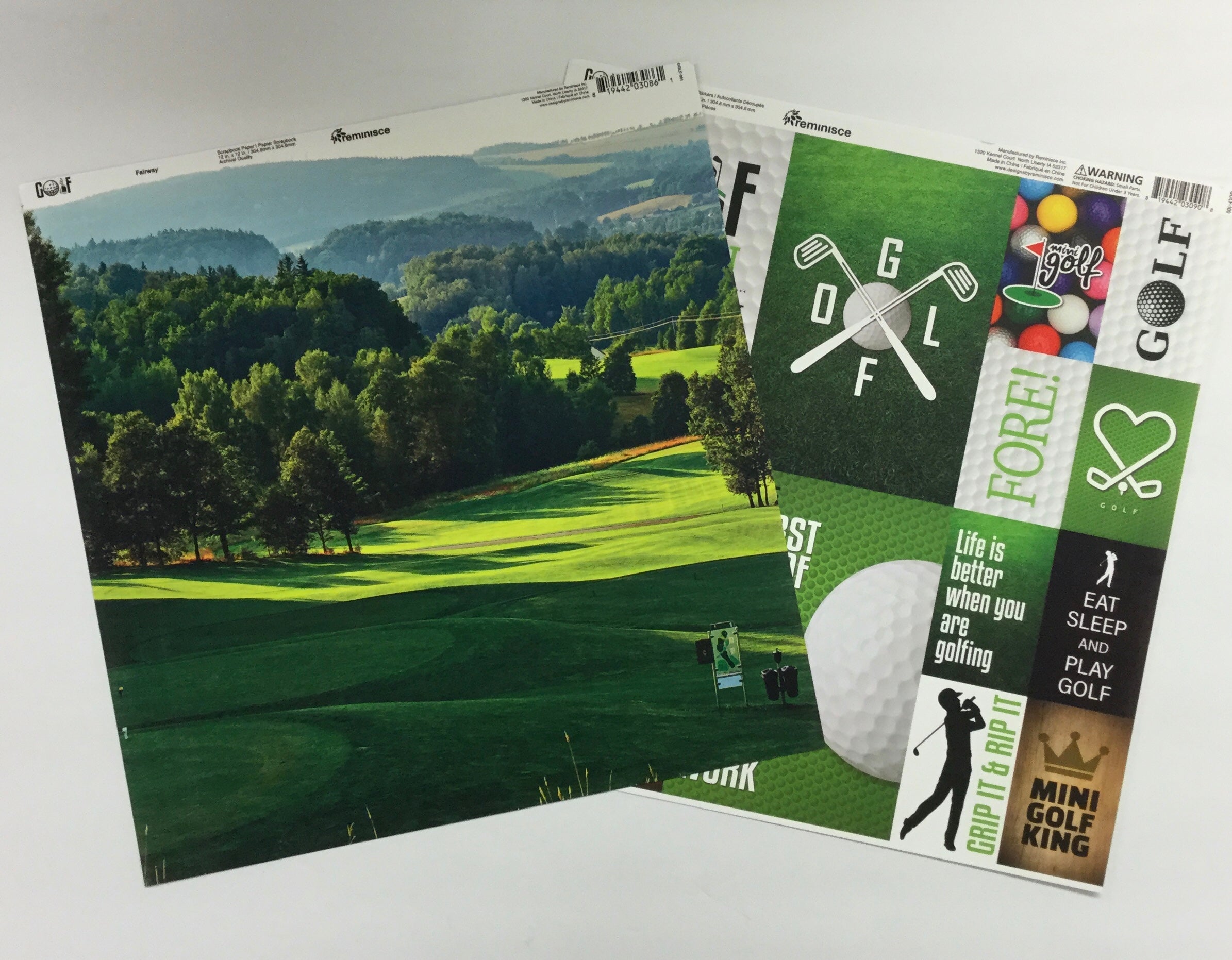 Reminisce GOLF Paper Pack 2pc Scrapbooksrus 