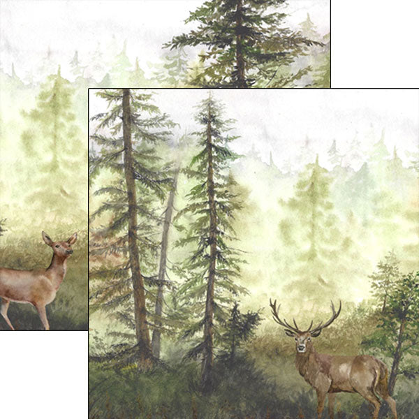 Scrapbook Customs DEER DS Watercolor 12"X12" Paper Scrapbooksrus