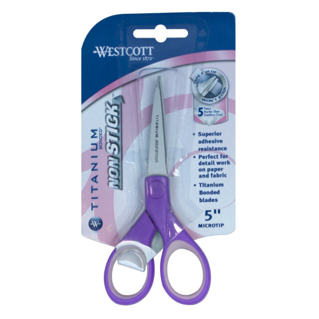 Westcott Titanium Non Stick VIOLET Scissors 5” Scrapbooksrus