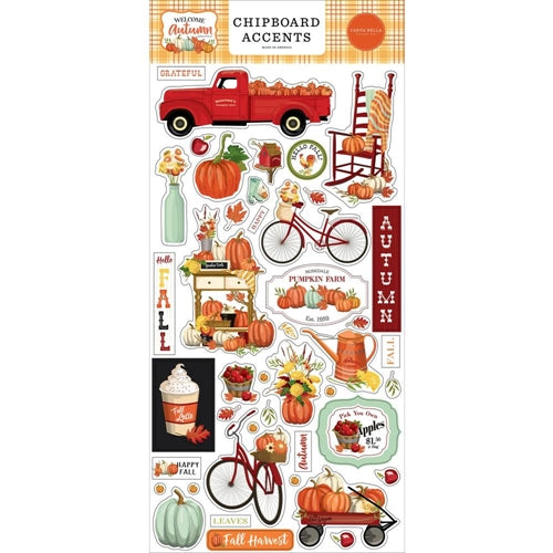 Carta Bella WELCOME AUTUMN 6&quot;x12&quot; Chipboard  Accents Scrapbooksrus 