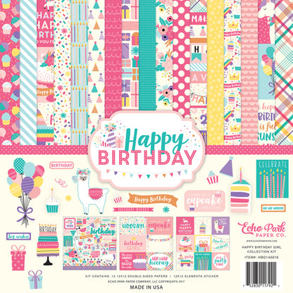 Echo Park HAPPY BIRTHDAY GIRL 13pc 12”x12” Collection Kit Scrapbooksrus 