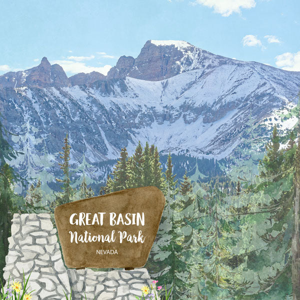 GREAT BASIN National Park Watercolor 12&quot;X12&quot; Scrapbook Paper Scrapbooksrus 