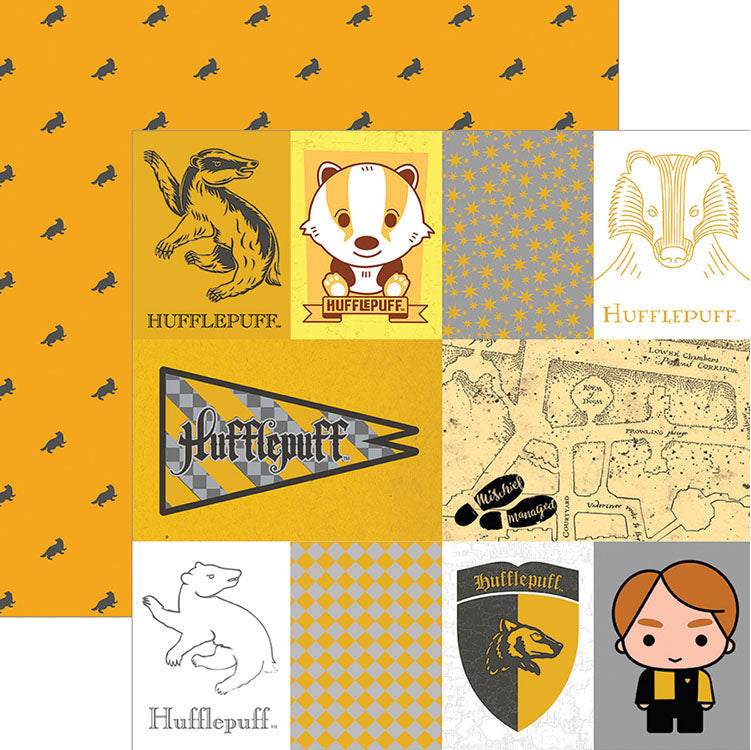 Paper House Harry Potter HUFFLEPUFF  12X12 Scrapbook Sheet Scrapbooksrus 