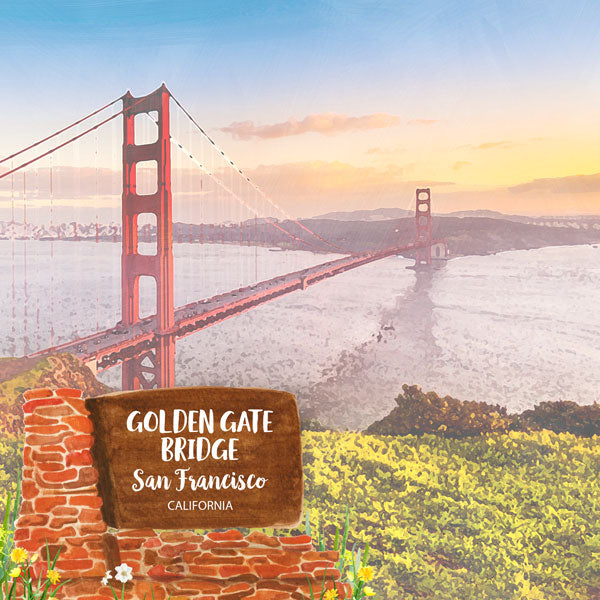 California GOLDEN GATE BRIDGE San Francisco Double Sided 12&quot;X12&quot; Scrapbook Paper Scrapbooksrus 