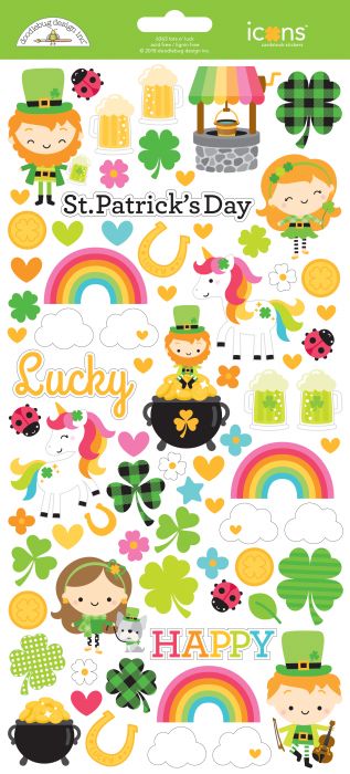 Doodlebug Lots O’ Luck ICONS Scrapbook Sticker Sheet Scrapbooksrus 