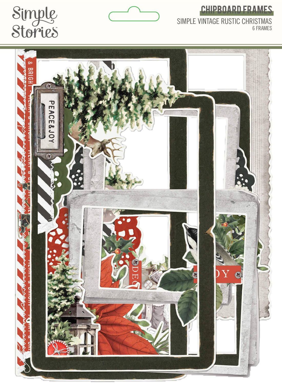 Simple Stories SIMPLE VINTAGE RUSTIC CHRISTMAS Chipboard Frames 6pc. Scrapbooksrus
