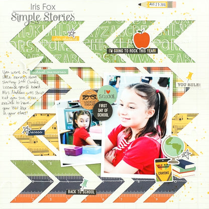 Simple Stories School Rocks! 4x6 HORIZONTAL ELEMENTS 12x12 Scrapbook Paper Scrapbooksrus 