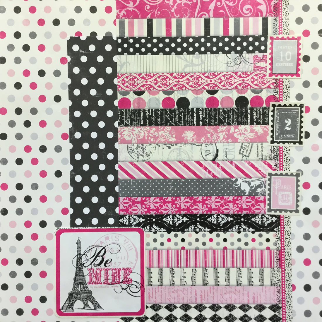 Premade Page BE MINE 12&quot;x12&quot; Scrapbook Paris Valentine Scrapbooksrus 