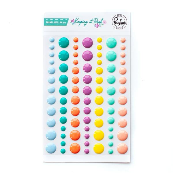 Pinkfresh Studio Keeping It Real ENAMEL DOTS 84pc Scrapbooksrus